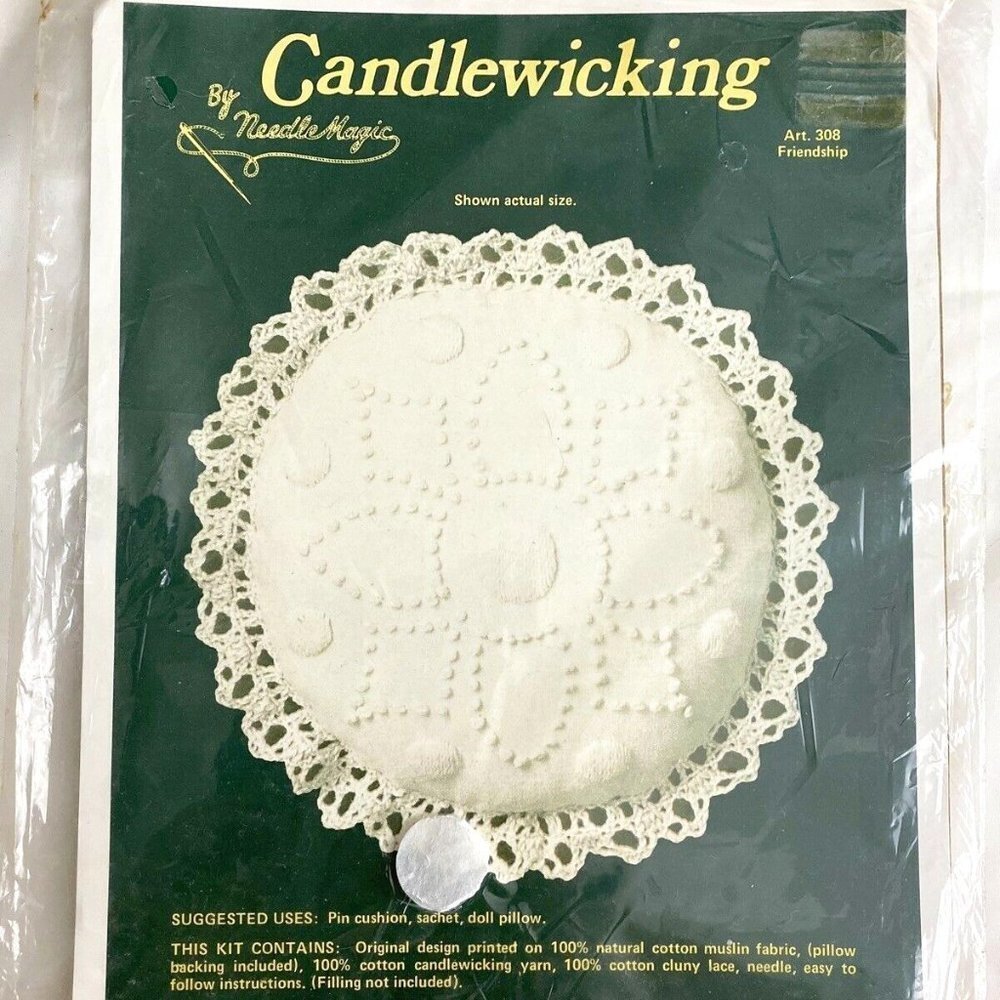 NeedleMagic Friendship Candlewicking Kit Pin Cushion Sachet‎ Doll Pillow Art 308